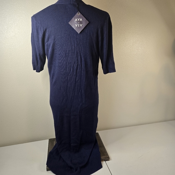 NWT Ava & Viv Navy Ribbed Knit Midi Dress - Picture 6 of 10